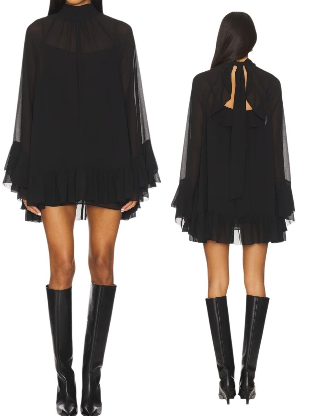 Stone Cold Fox x Revolve Nelly Mini Dress Sz Small Mockneck Sheer Dark Romantic